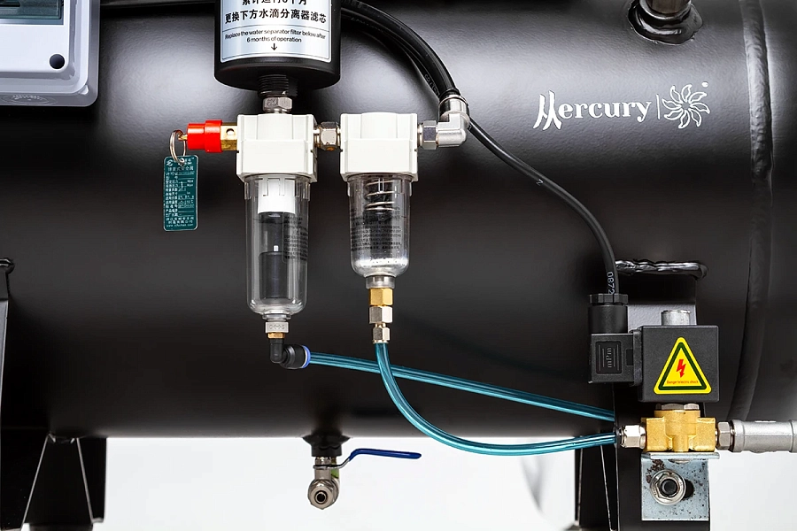 Компрессор воздушный медицинский безмасляный Mercury Black M HK-3EW-55 (170л) с мембранным осушителем - Фото 5
